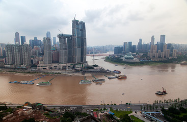 Chongqing city on Yangtze Jialing banks in China 
