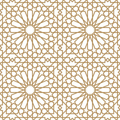 Seamless arabic geometric ornament in brown color.Thick lines.