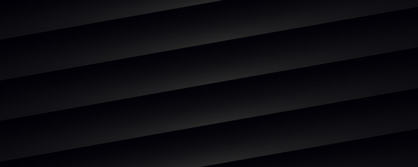 Obraz premium Dark background composed of horizontal inclined black bands with a gray reflection - web banner