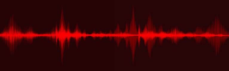 Blood Red Digital Sound Wave Low and Hight richter scale on Black Background,technology and earthquake wave diagram and .Moving heart concept,design for music studio and science,Vector Illustration.