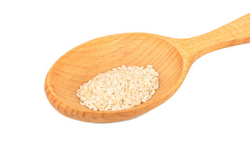 Sesame seeds in spoon