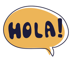 Hola in bubble, Spanish language learning © Sabina
