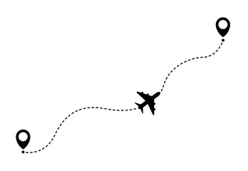 Airplane destination routes vector flat icon
