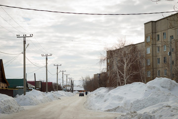 buildings on the street in winter