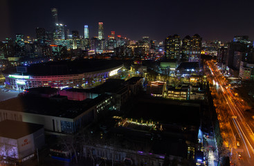 Chinese business area in Beijing night Downtown 