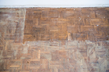 Maintenance works at the floor in apartment