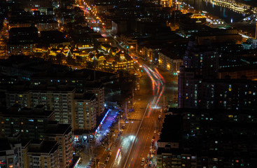 Fototapeta na wymiar Tianjin Heping district street highway in China 