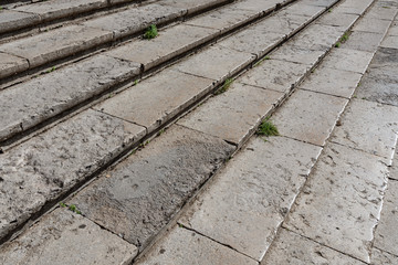 Old quarry stone steps. Stepping down in full frame