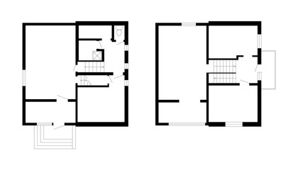 Black and White floor plans of a modern apartment. Vector interior for your design. Architectural background.
