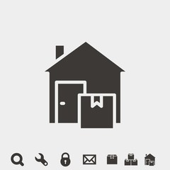 door step delivery vector icon parcel in box delivered at house with free bonus vector icons