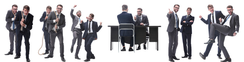 Obraz premium in full growth. two business people discussing something