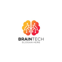 Illustration of Brain Technology Logo Design. Digital Tech Tech Logo Design Digital Tech Tech Logo With a white background