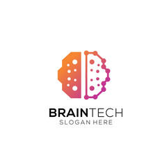 Illustration of Brain Technology Logo Design. Digital Tech Tech Logo Design Digital Tech Tech Logo With a white background