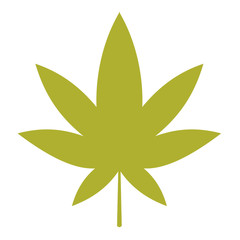 Vector illustration of cannabis leaf. Green marijuana icon on transparent background.