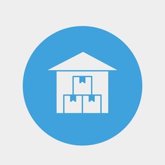 warehouse icon vector storage facility in blue circle