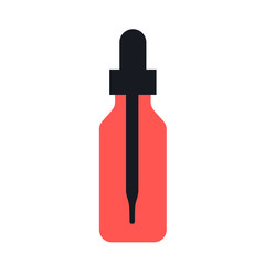 Vector illustration of a glass bottle of CBD or THC oil 