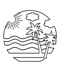 Palm Trees on a Beach Vector Illustration