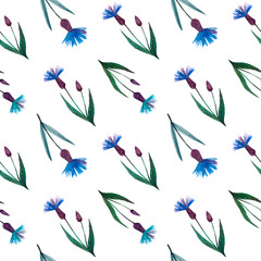 watercolor pattern with cornflowers...ideal pattern for textiles