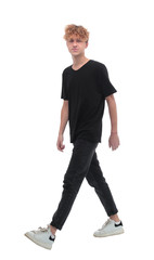 side view. stylish young man confidently moving forward