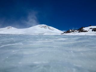 Beauty of Nature - View of Mount Elbrus from the surface of the glacier.
