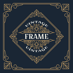 Vintage frame template vector illustration. Wedding invitations, border for greeting