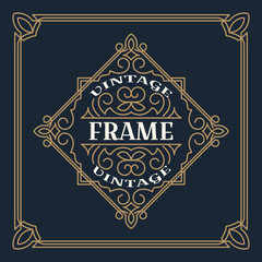 Vintage frame template vector illustration. Wedding invitations, border for greeting