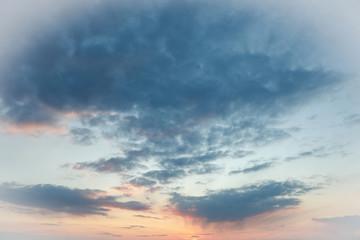 Naklejka na ściany i meble Amazing sunset sky with clouds. Beautiful nature wallpaper