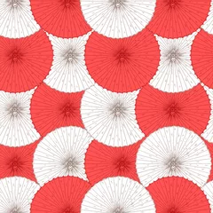Gordijnen Japans paraplu& 39 s naadloos patroon. Hand getekend vectorillustratie. Uitstekende achtergrond. © DiViArts
