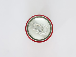 Aluminum soda can on white background. Photograph of blank aluminum soda or alcohol drink can for mockup isolated on white background with shadow. Metallic can on background.