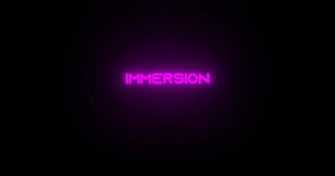 neonfarbiger Glitcheffekt des Begriffes IMMERSION, eintauchen in eine virtuelle Realit&auml;t