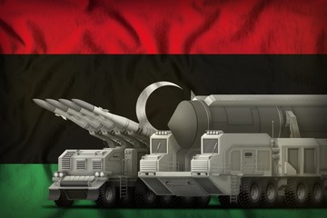 Libya rocket troops concept on the national flag background. 3d Illustration