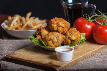 Fried chicken legs with french fries