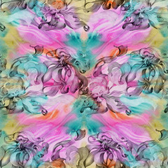 Flowers on a watercolor background. Abstract wallpaper with floral motifs. Seamless pattern. Flower composition. Use printed materials, signs, posters, postcards, packaging.