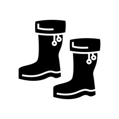 Rubber boots black icon, concept illustration, vector flat symbol, glyph sign.