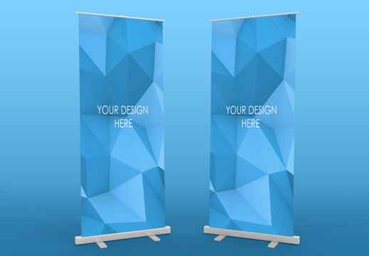 2 Isolated Roll Up Banner Mockups