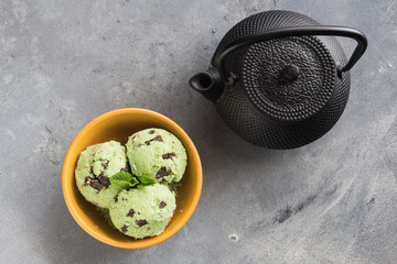 Ice cream of tea matcha
