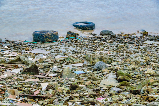 Garbage at Shore of Babahoyo River, Guayas, Ecuador