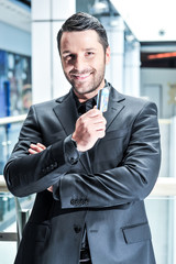 Businessman in a modern office building