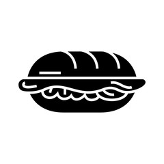 Sandwich black icon, concept illustration, vector flat symbol, glyph sign.