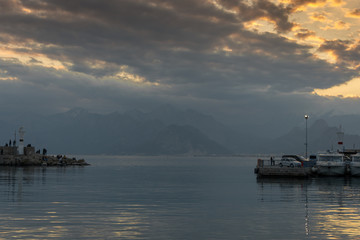 sunset at the sea in antalya 