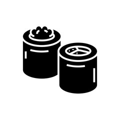 Sushi roll black icon, concept illustration, vector flat symbol, glyph sign.