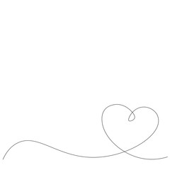 Love heart continuous one line drawing. Vector illustration.