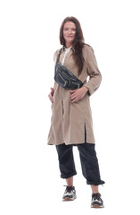 in full growth. casual attractive girl in autumn outfit