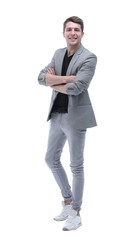 in full growth. smiling successful modern man