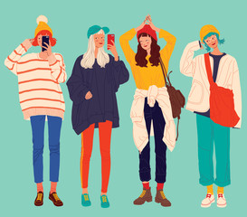 Diverse women faces background, women different style