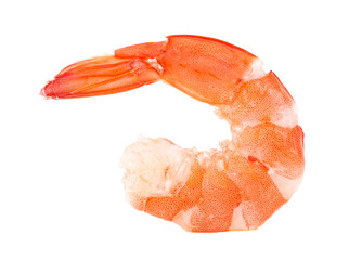 Cooked shrimp isolated on a white background.