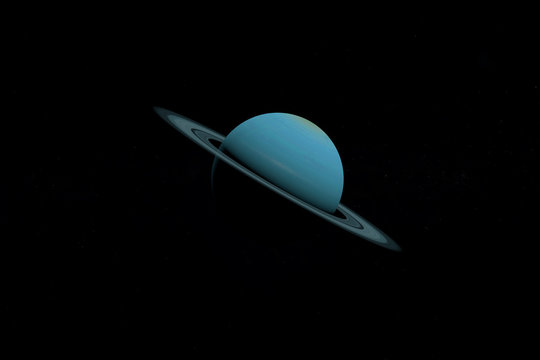 Planet Uranus and her rings in the outer space. 3d render