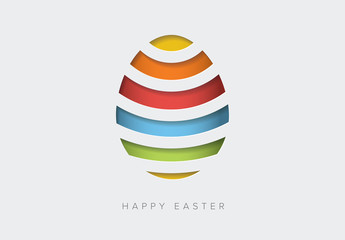Happy Easter Card Template with Papercut Easter Egg