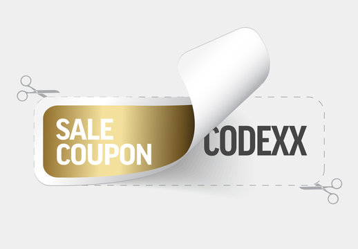 Golden Sticker with Sale Coupon Template