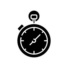 Stopwatch black icon, concept illustration, vector flat symbol, glyph sign.